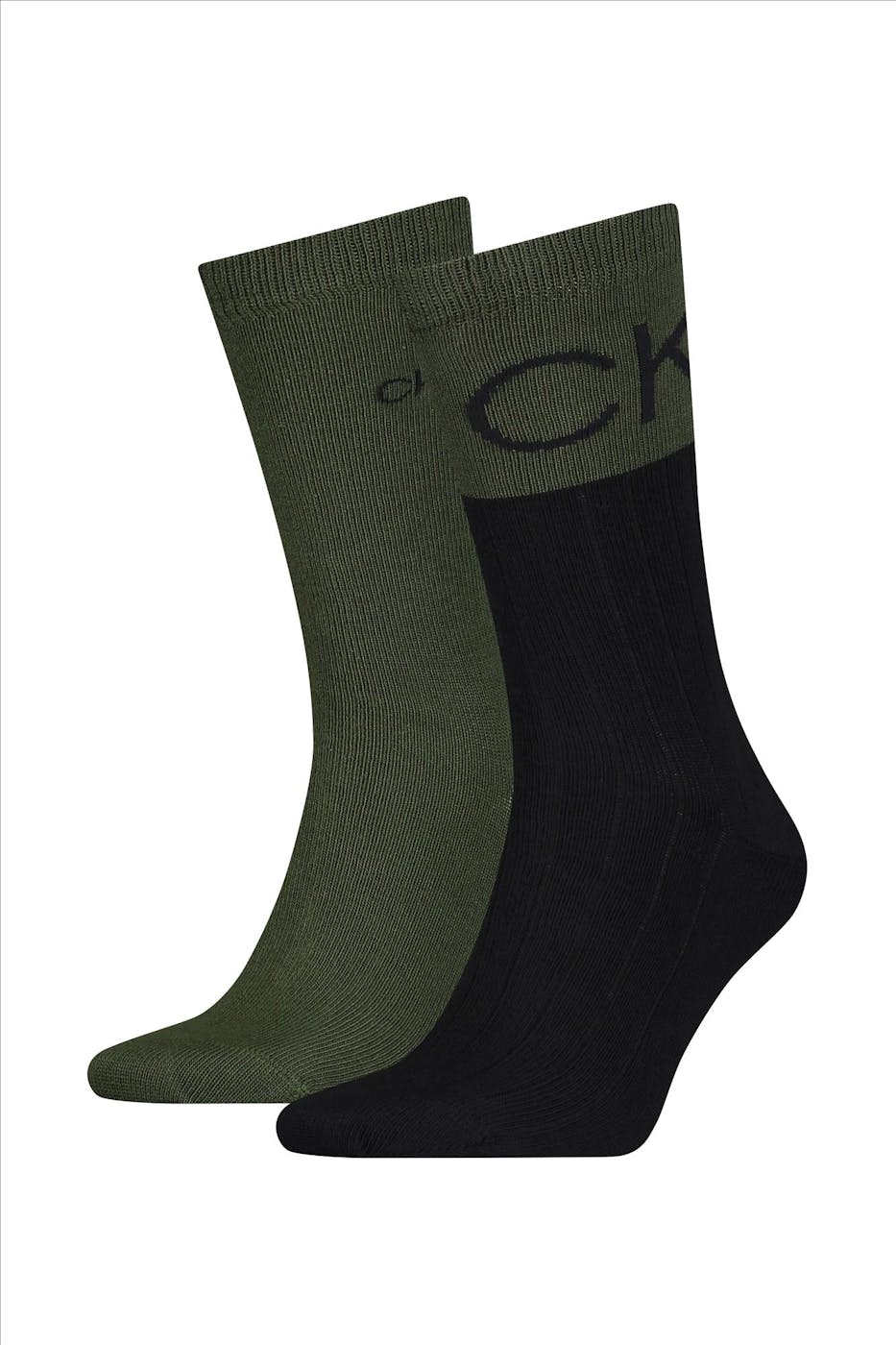 Calvin Klein - Kaki-zwarte 2-pack sokken, onze size