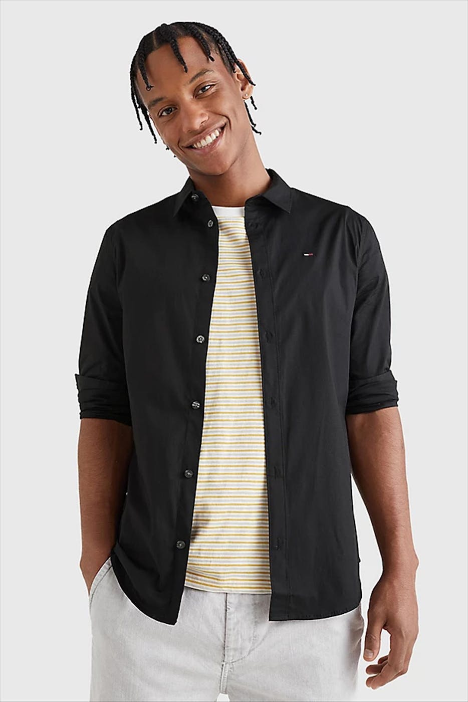 Tommy Jeans - Zwart TJM Original Stretch hemd