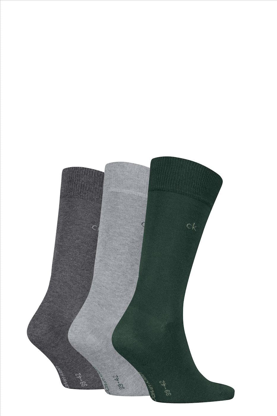 Calvin Klein - Donkergroen-Grijze 3-pack sokken, maat: 43-46