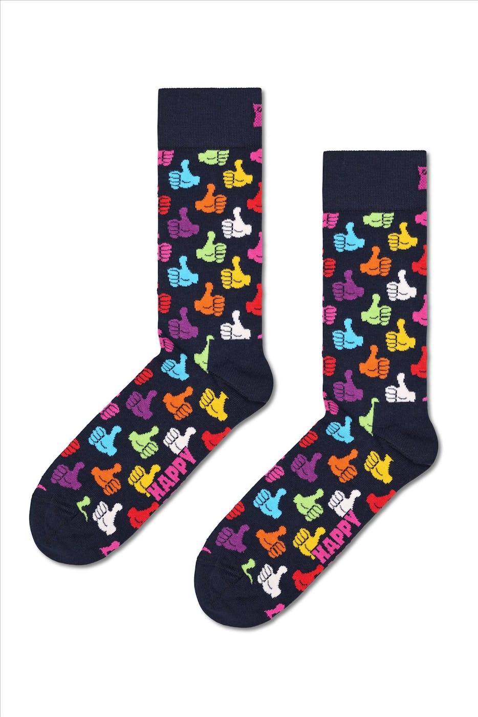 Happy Socks - Donkerblauw-multicolor Thumbs Up Sokken, maat 41-46