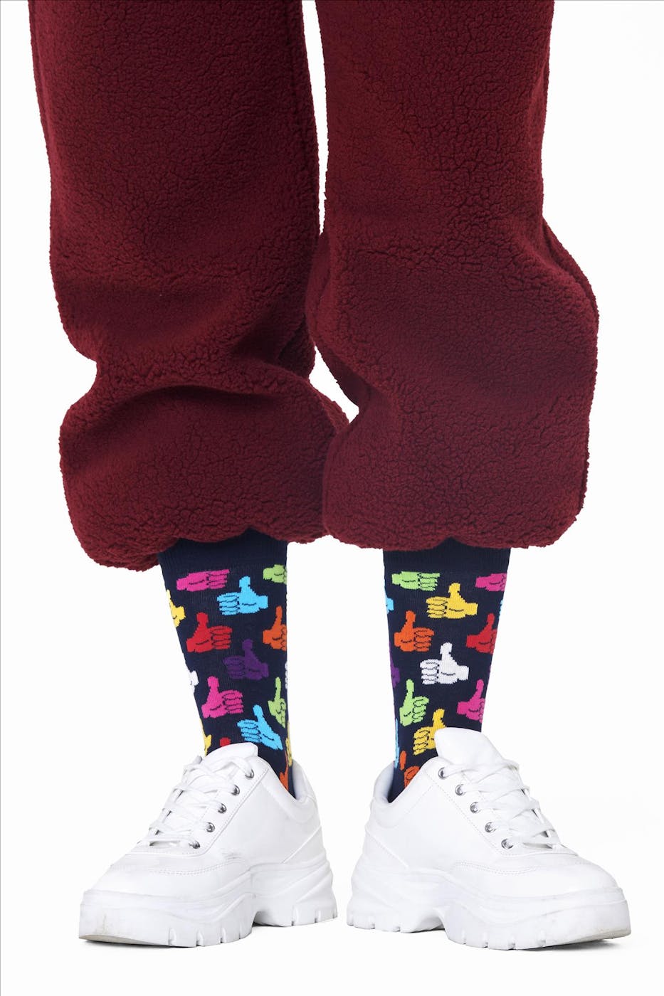 Happy Socks - Donkerblauw-multicolor Thumbs Up Sokken, maat 41-46