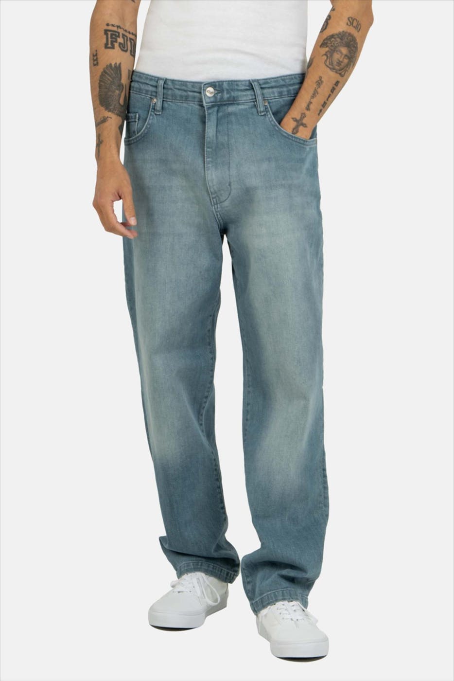 Reell - Blauwe Solid loose tapered jeans