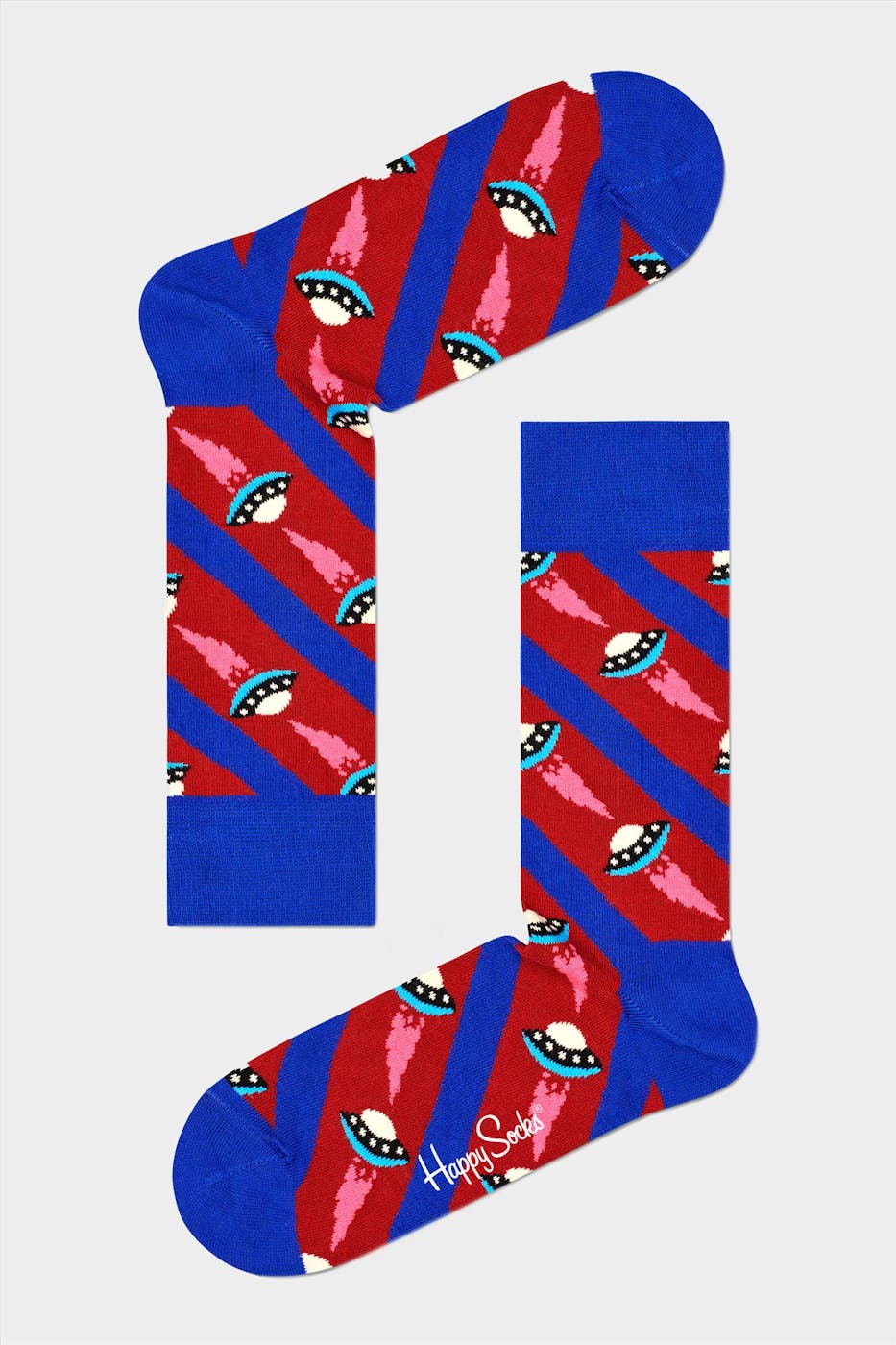 Happy Socks - Blauw-rood gestreepte Ufo Sokken, maat 41-46