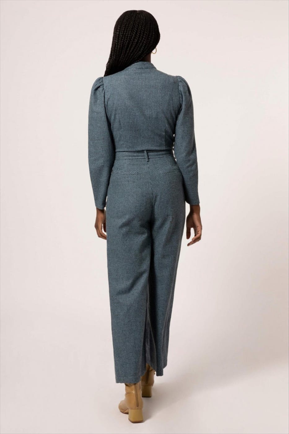 FRNCH - Blauw-zwart pied-de-poule Madeline jumpsuit