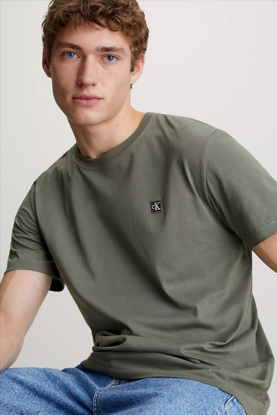 Calvin Klein Jeans - Olijfgroene Logo Patch T-shirt