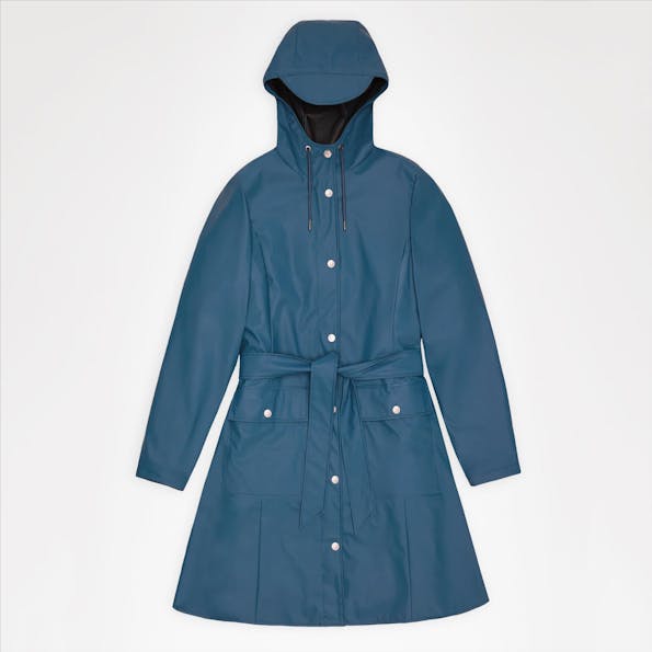 RAINS - Middenblauwe Curve Long jas