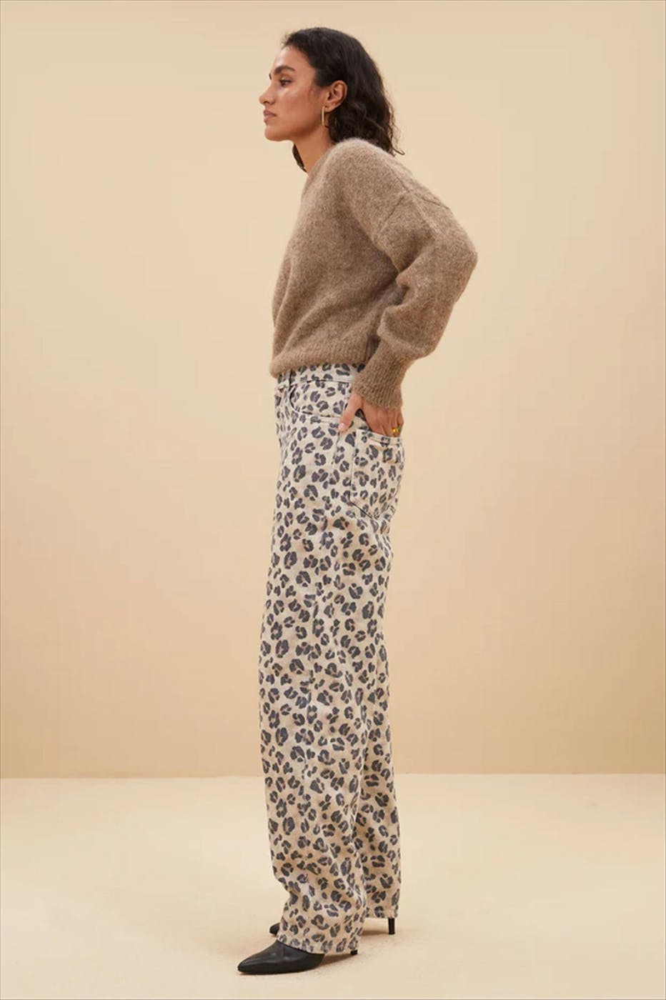 BY BAR - Beige Lew Cheetah jeans