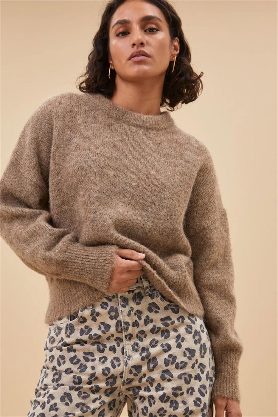 BY BAR - Beige Lew Cheetah jeans