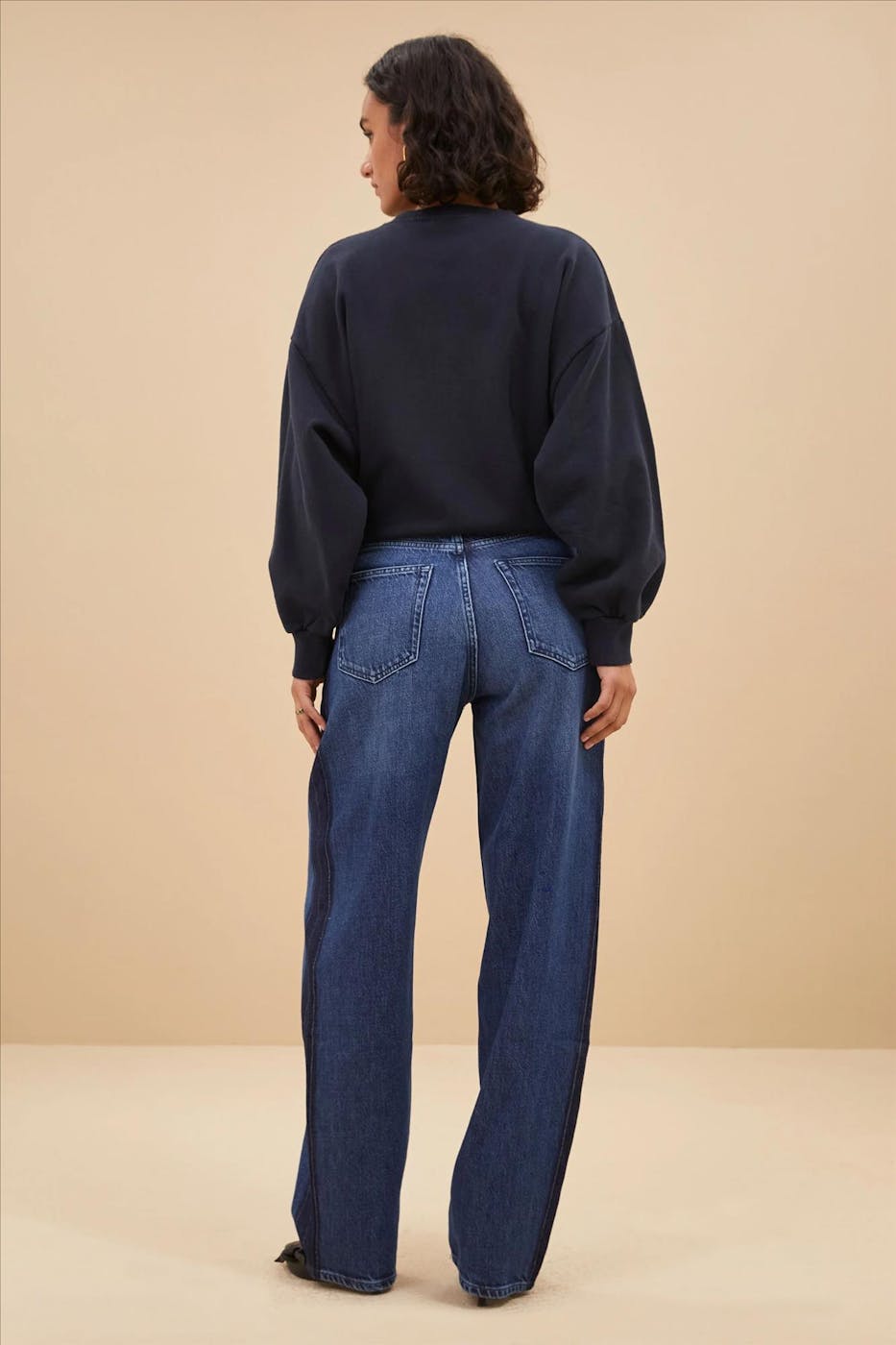BY BAR - Donkerblauwe Bibi Patchwork sweater