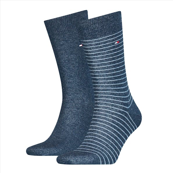 Hilfiger socks - Grijsblauwe Stripes 2-pack sokken