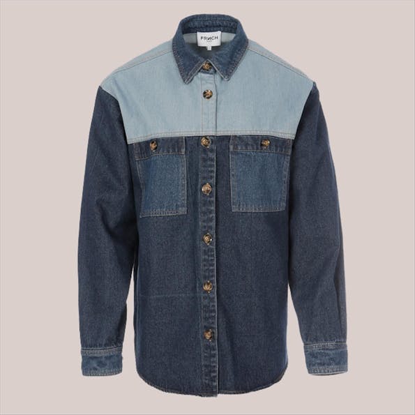 FRNCH - Blauw geblokt Camargue jeanshemd