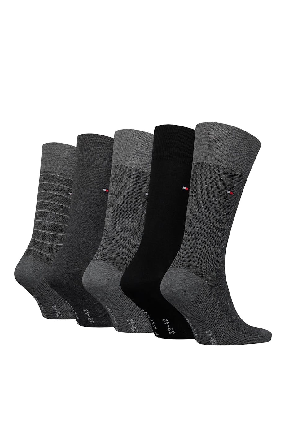 Hilfiger socks - Donkergrijze Classics 5-pack Cadeaubox sokken, maat: 43-46