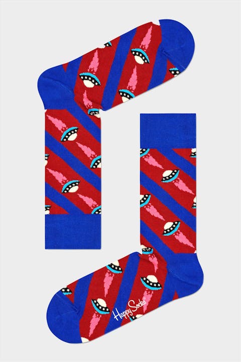 Happy Socks - Blauw-rood gestreepte Ufo Sokken, maat 36-40