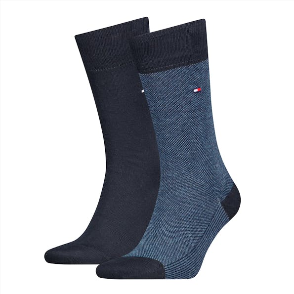 Hilfiger socks - Donkerblauwe-Blauwe Classic 2-pack sokken, maat: 43-46