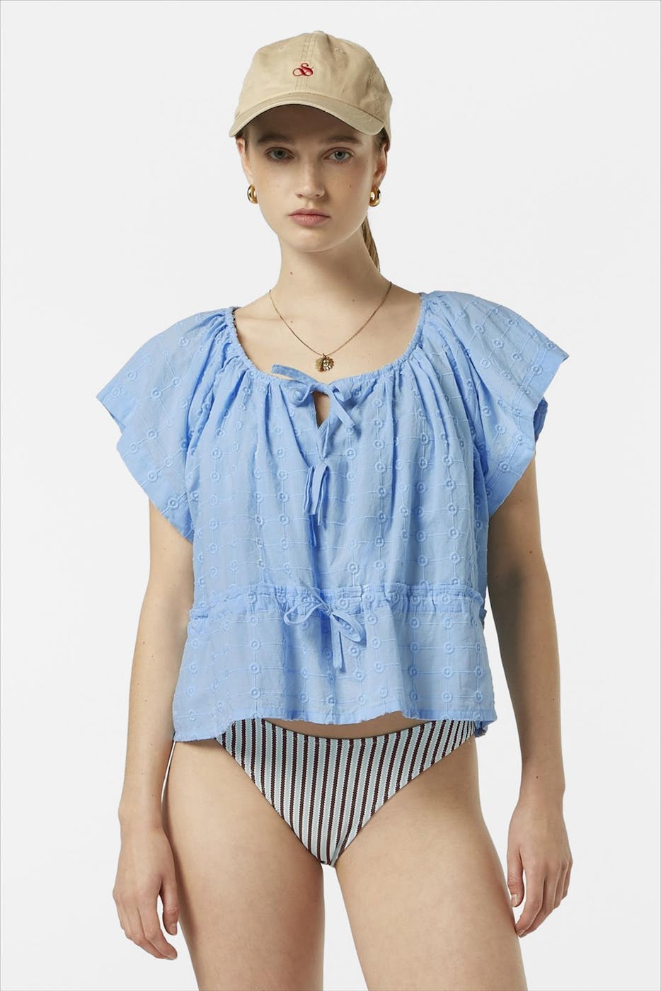 Scotch & Soda - Lichtblauwe Strikjes blouse