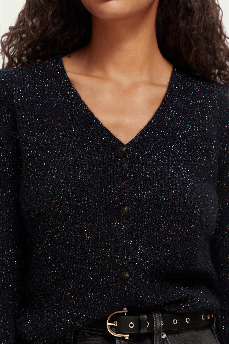 Scotch & Soda - Zwarte Geweven Glitter trui