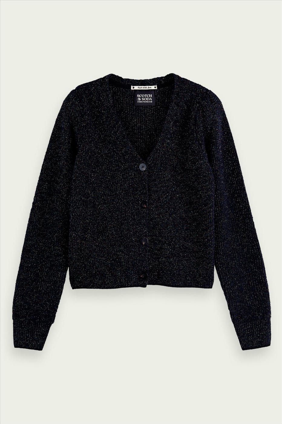 Scotch & Soda - Zwarte Geweven Glitter trui