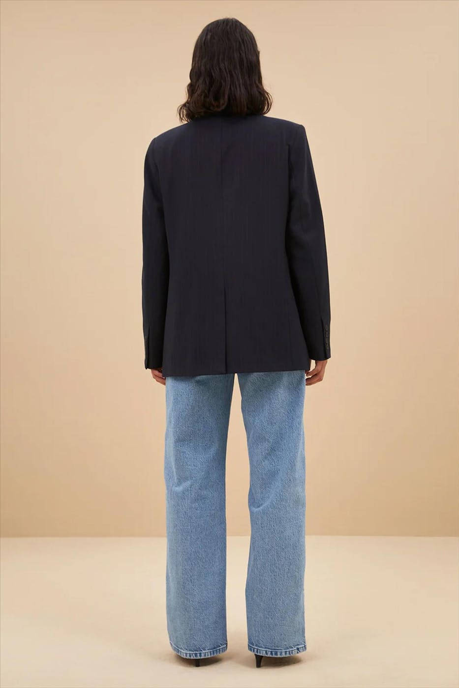 BY BAR - Donkerblauwe Jill Pinstripe blazer