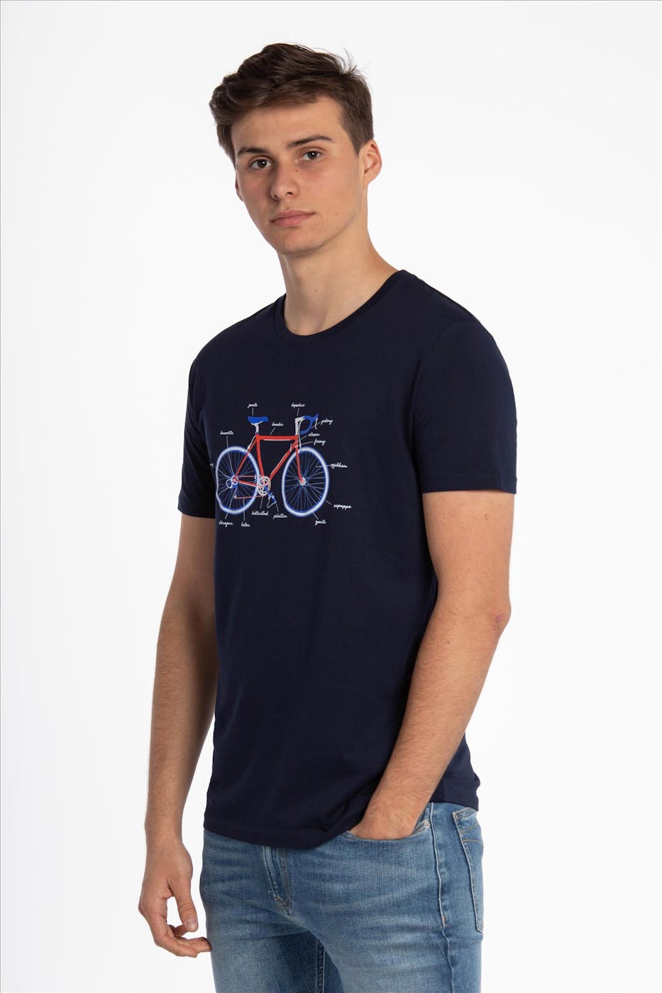 Brooklyn - Donkerblauwe Intwiel Fiets T-shirt