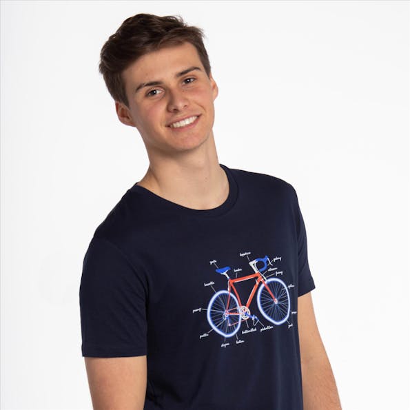 Brooklyn - Donkerblauwe Intwiel Fiets T-shirt