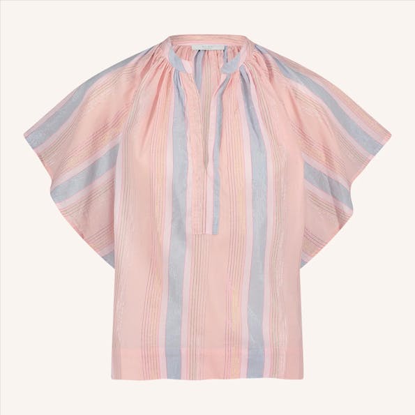 BY BAR - Lichtroze Vina Gloss Stripe blouse