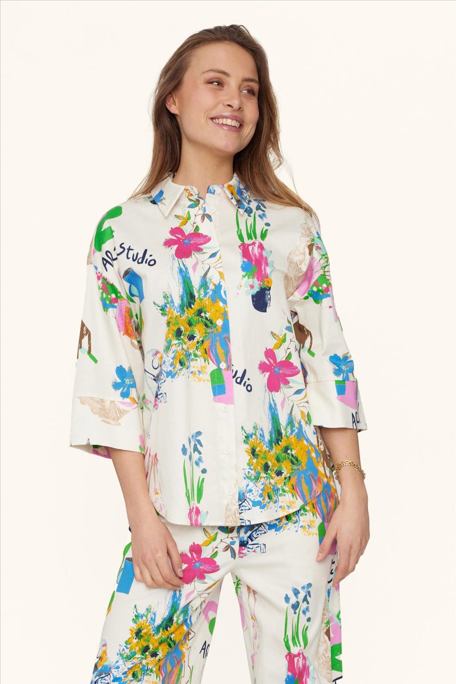 Nümph - Ecru-Multicolor Ida blouse