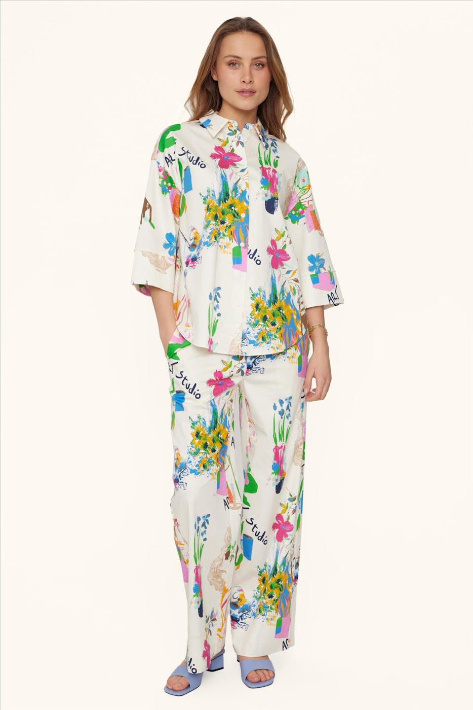 Nümph - Ecru-Multicolor Ida blouse