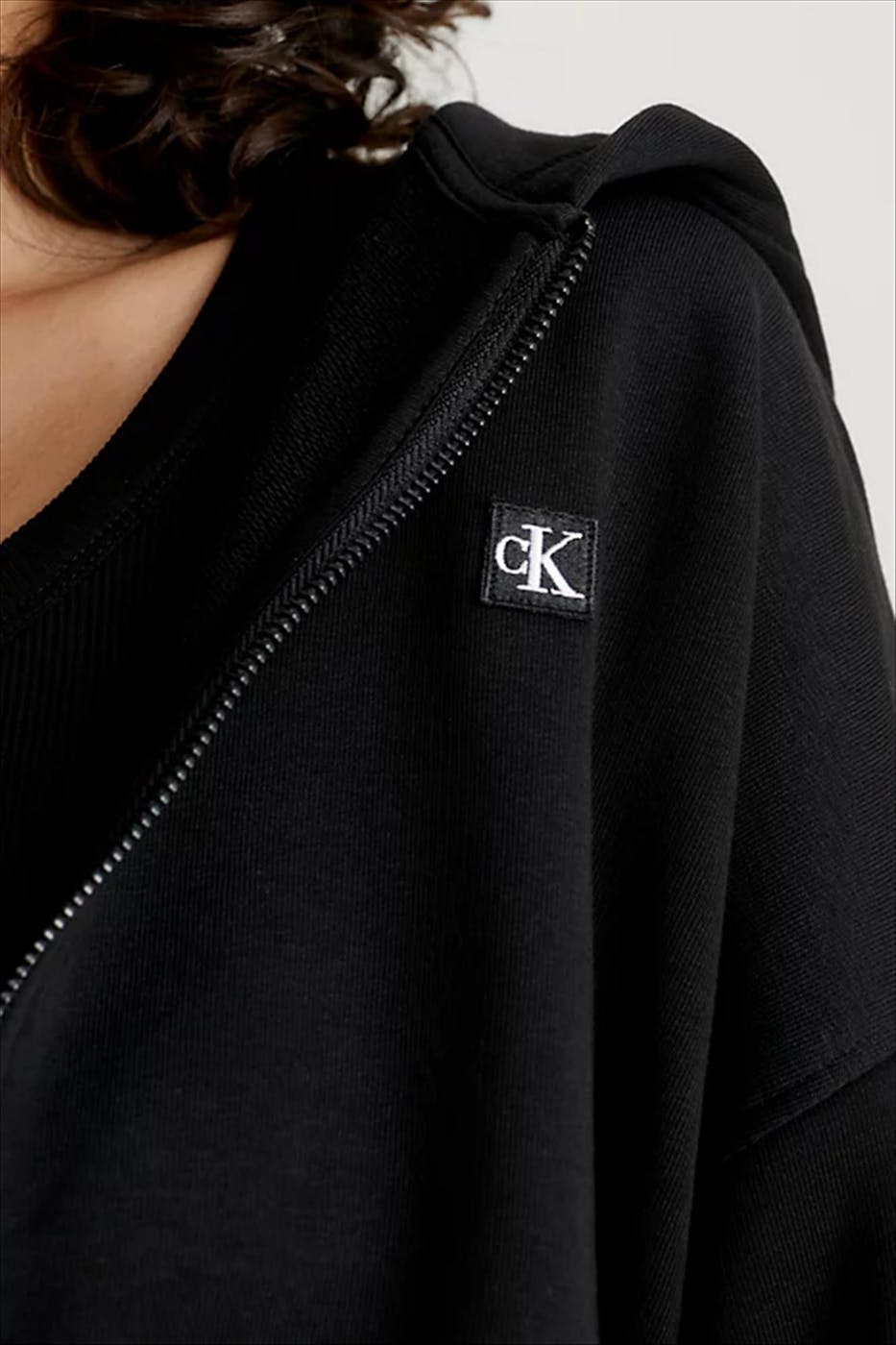 Calvin Klein Jeans - Zwarte Cropped hoodie