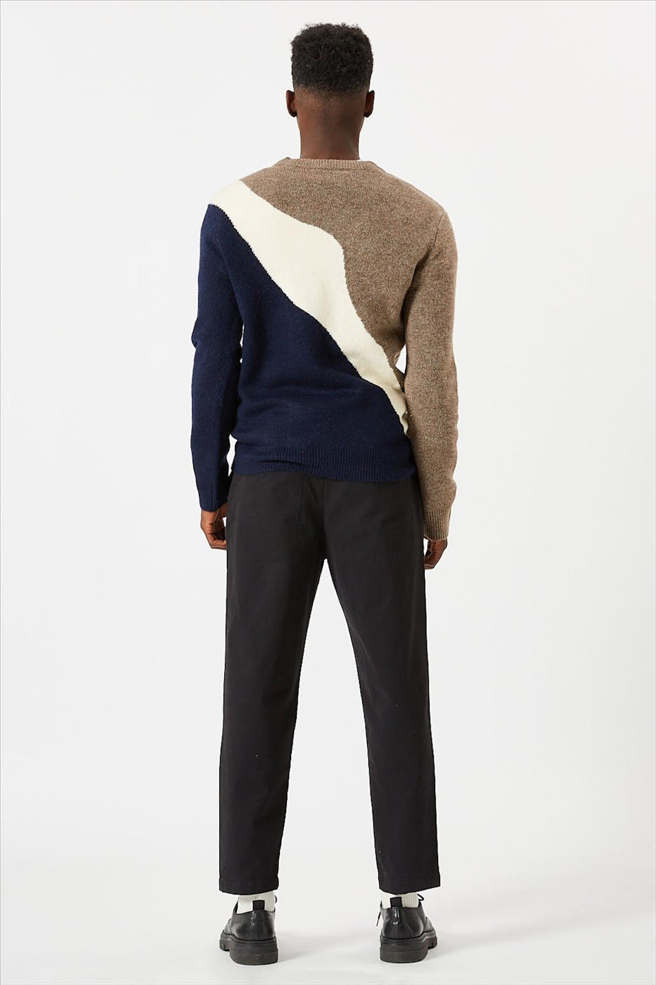 Minimum - Beige-donkerblauwe Henzo trui