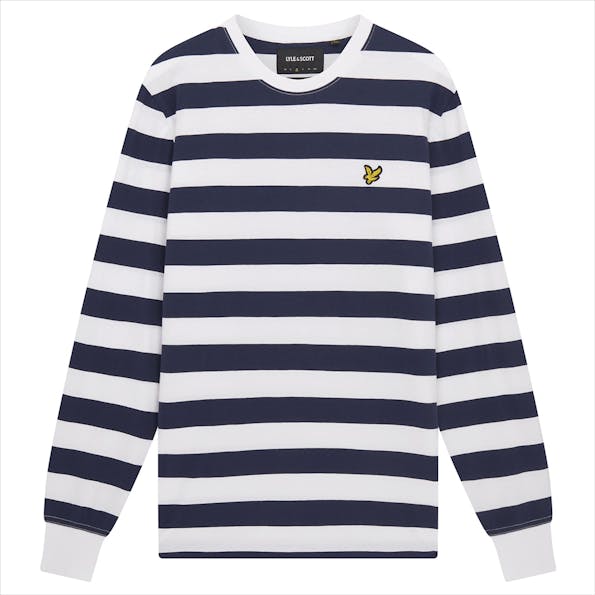Lyle & Scott - Wit-donkerblauwe Long Sleeve Stripe T-shirt