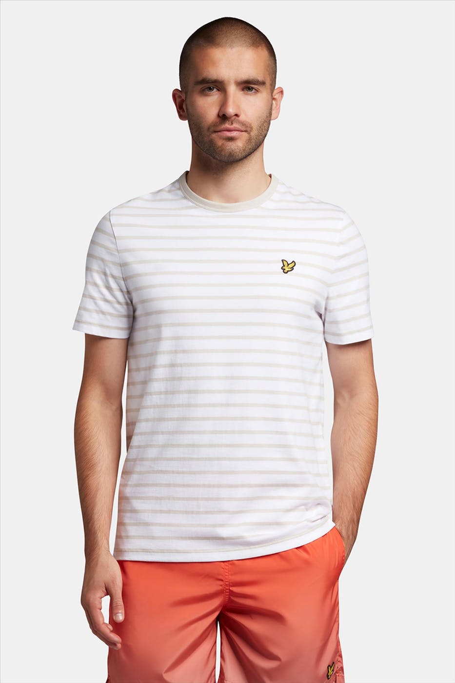 Lyle & Scott - Wit-beige Breton Stripe T-shirt