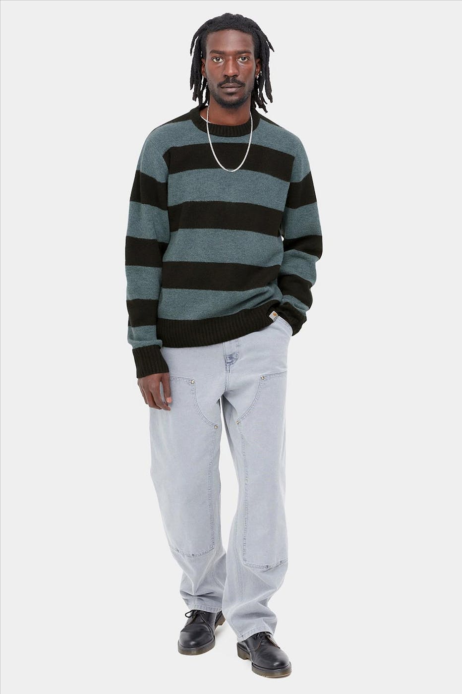 Carhartt WIP - Lichtblauw-zwarte Jagger trui