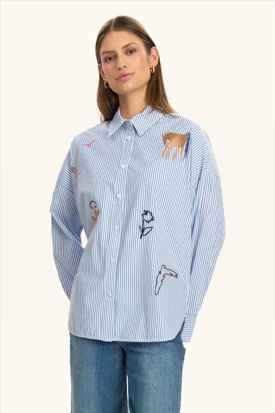 Nümph - Blauw-Witte Debora blouse