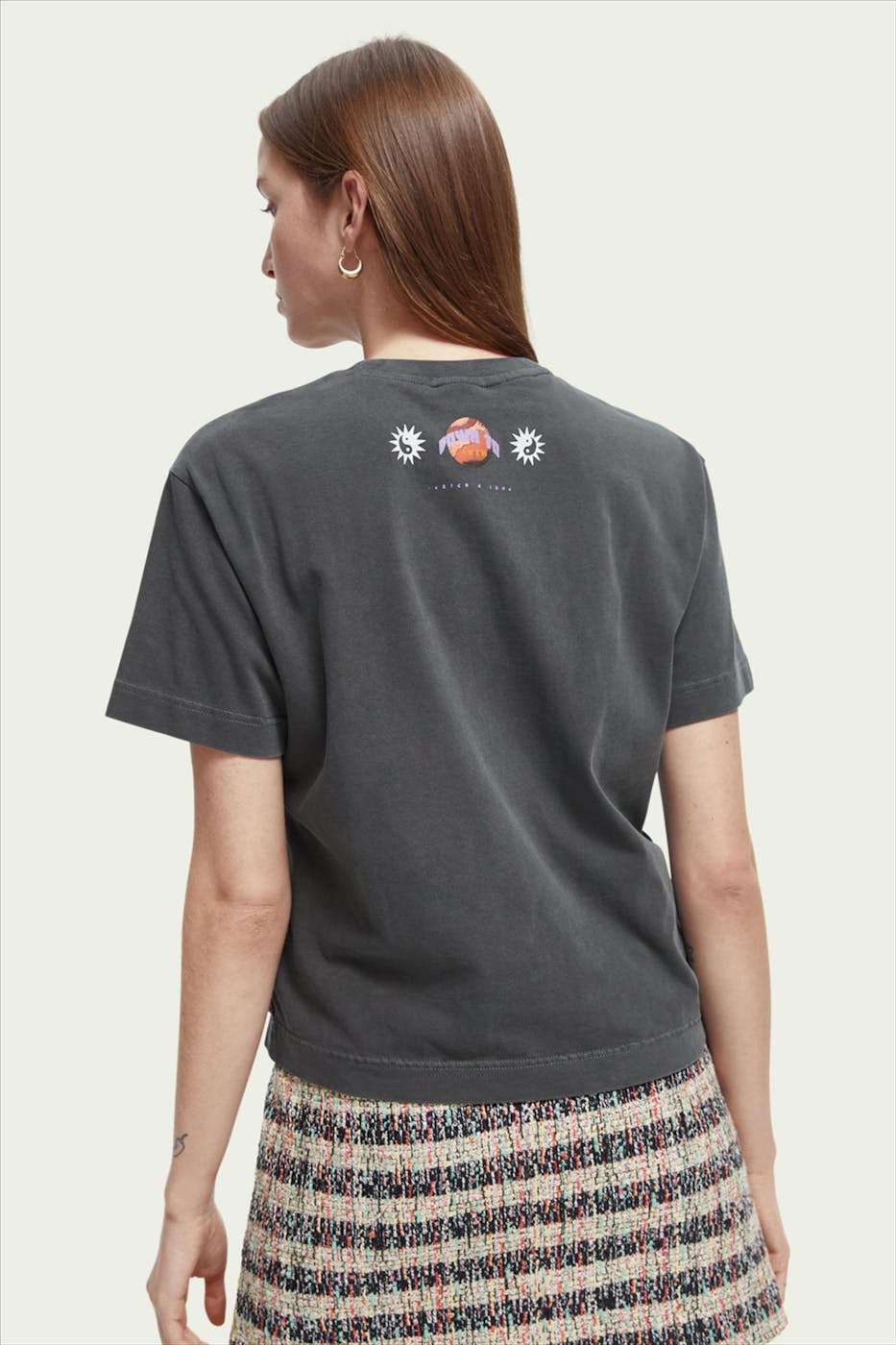 Scotch & Soda - Donkergrijze Space T-shirt