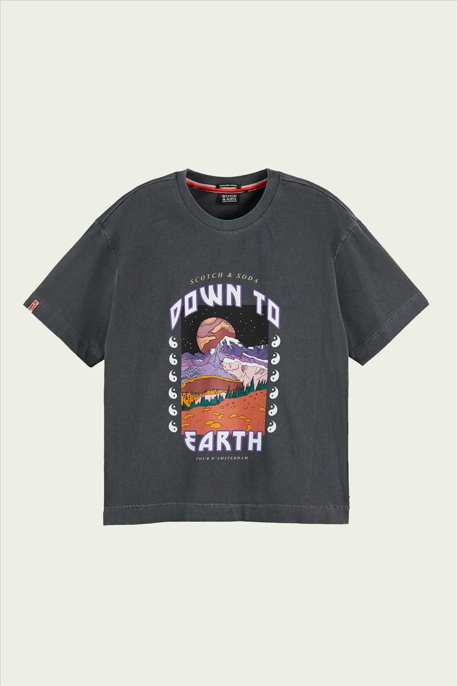 Scotch & Soda - Donkergrijze Space T-shirt