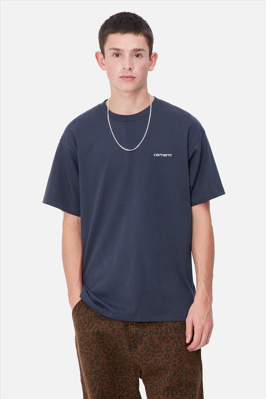 Carhartt WIP - Donkerblauwe Script Embroidery T-shirt