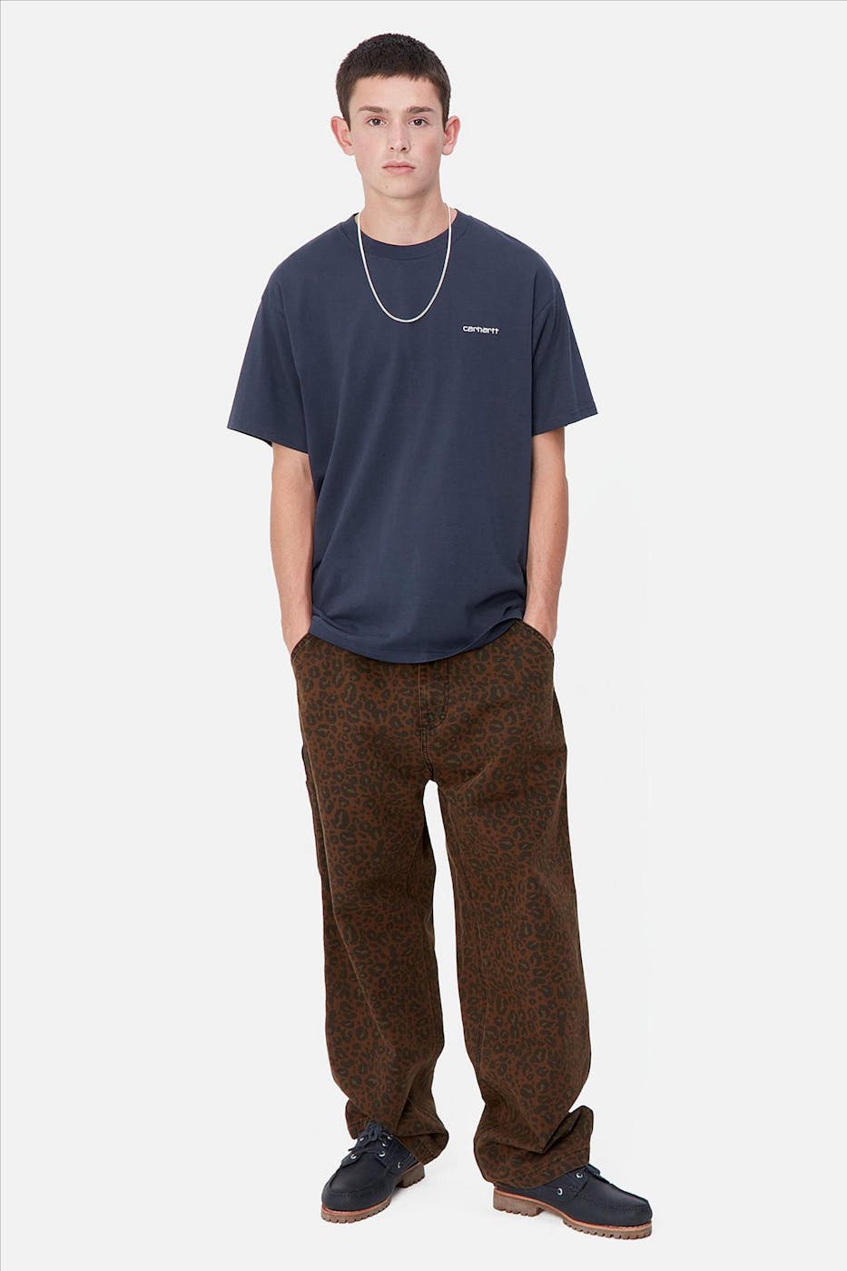 Carhartt WIP - Donkerblauwe Script Embroidery T-shirt