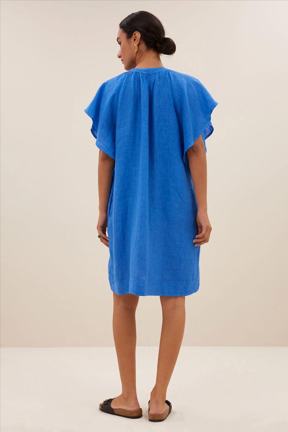 BY BAR - Blauwe Vina Linen jurk