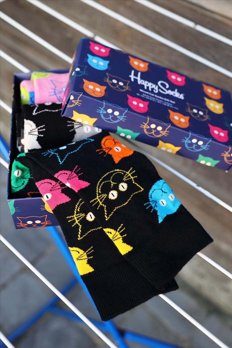 Happy Socks - Multicolour 3-pack Mixed Cat sokken, maat: 41-46