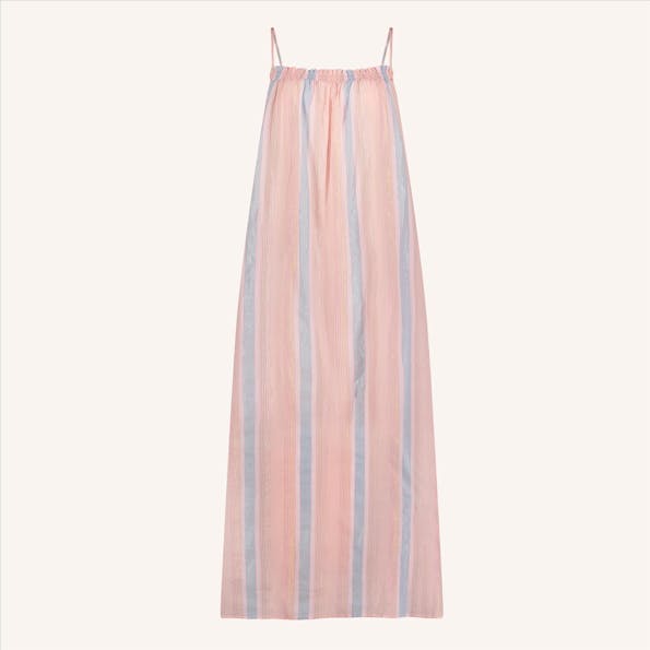 BY BAR - Lichtroze Lola Gloss Stripe jurk