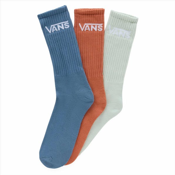 Vans  - Blauw-Oranje-Groene 3-pack Classic Crew sokken, maat: 42-47