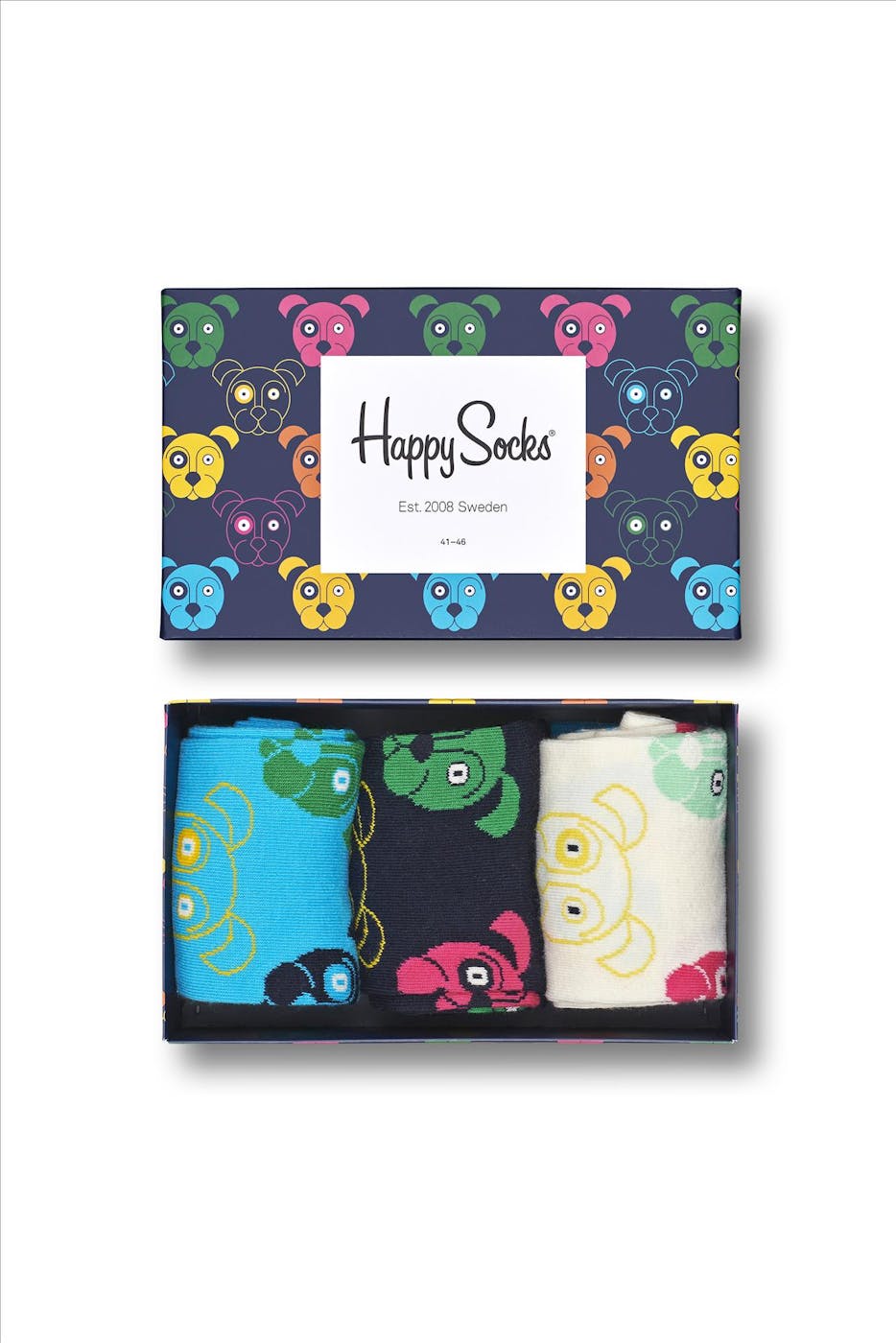 Happy Socks - Multicolour 3-Pack Mixed Dog sokken, maat: 36-40
