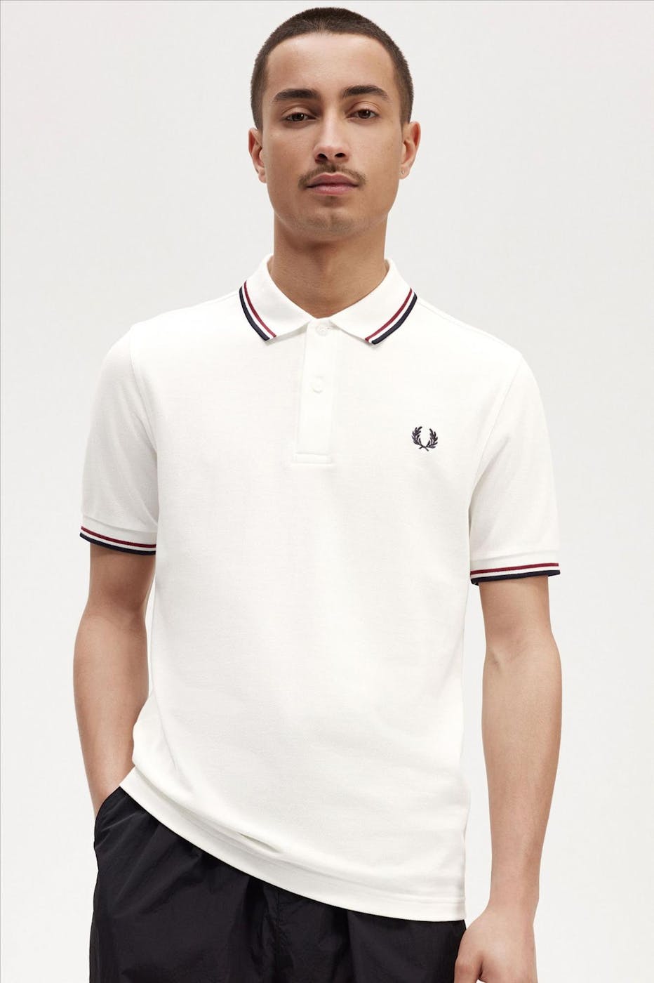 Fred Perry - Wit-Donkerblauwe Twin Tipped polo