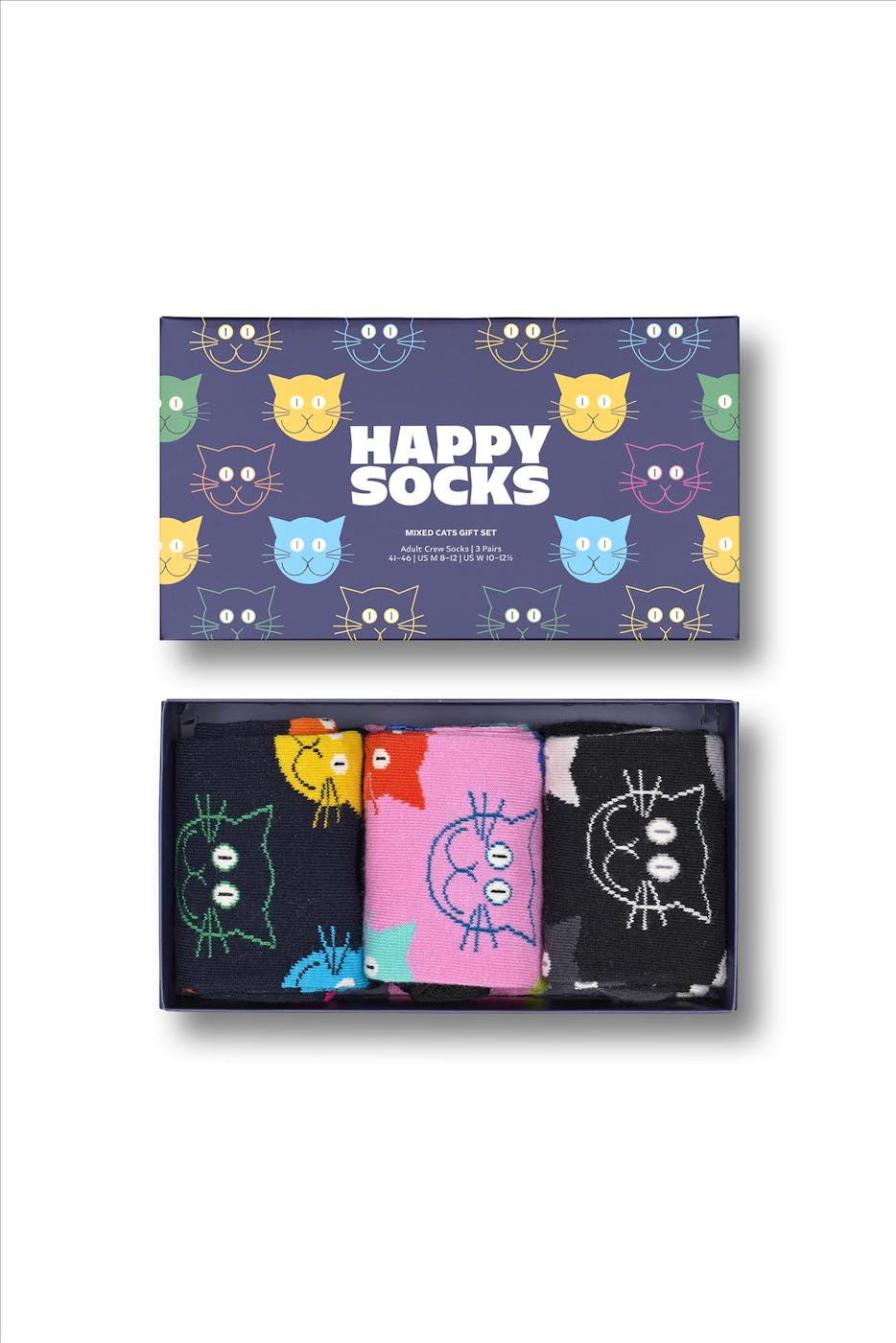 Happy Socks - Multicolour 3-pack Mixed Cat sokken, maat: 36-40