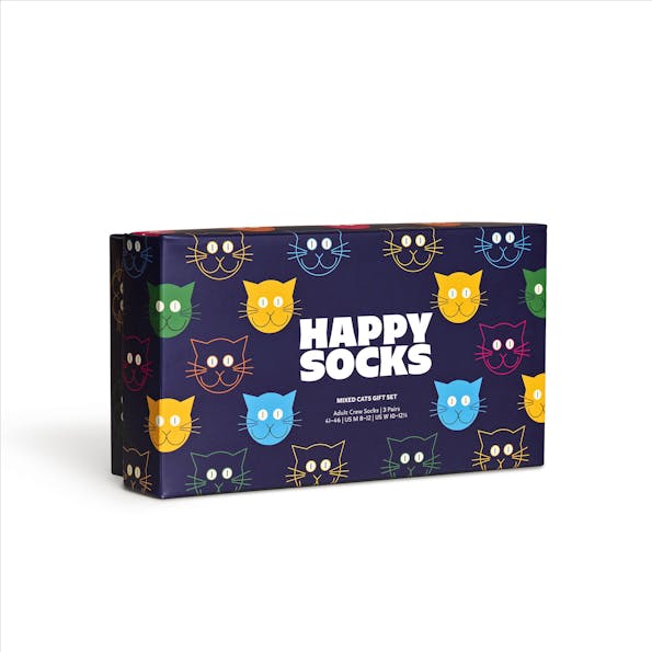 Happy Socks - Multicolour 3-pack Mixed Cat sokken, maat: 36-40