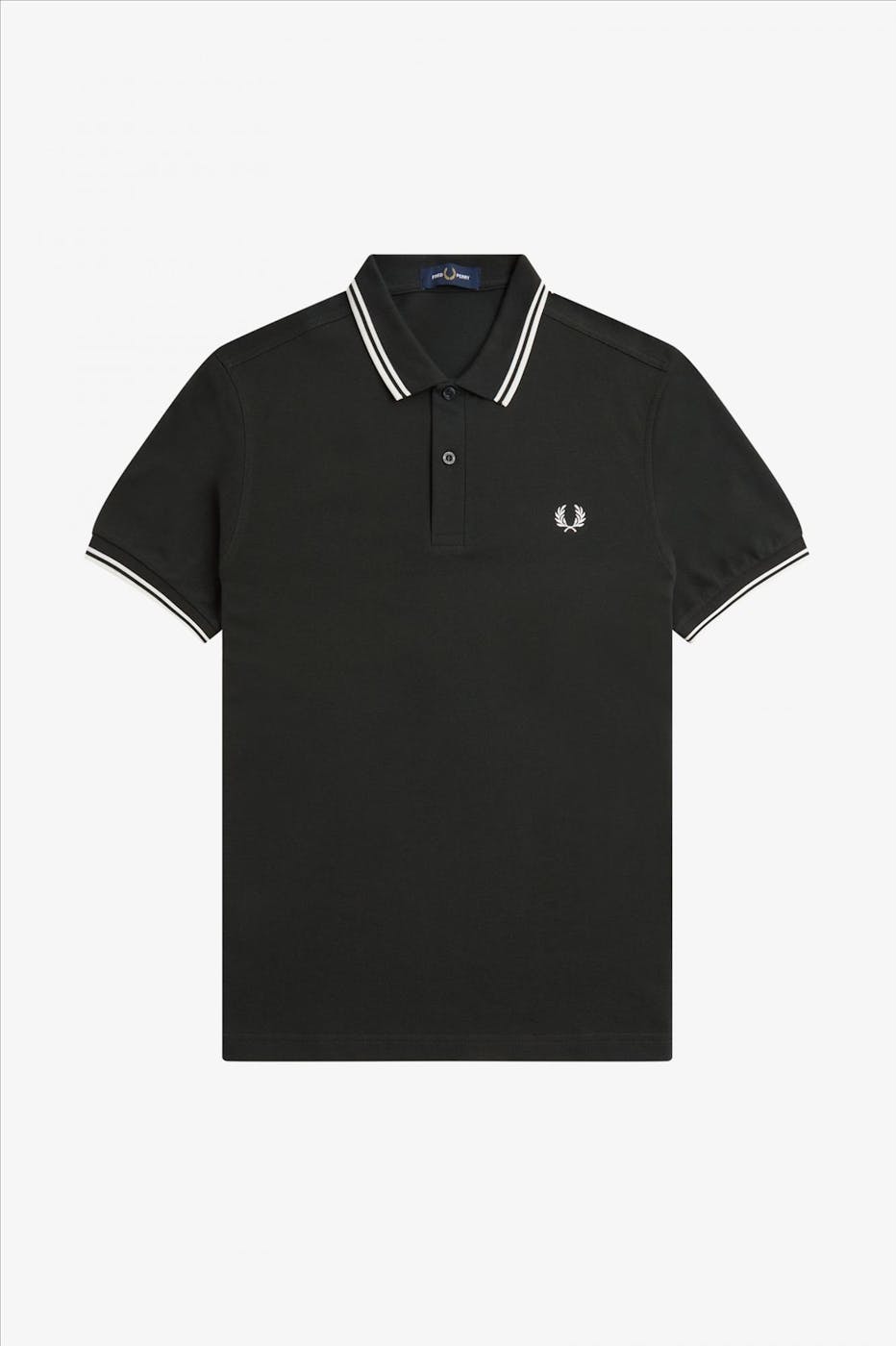 Fred Perry - Donkergroen-Witte Twin Tipped polo