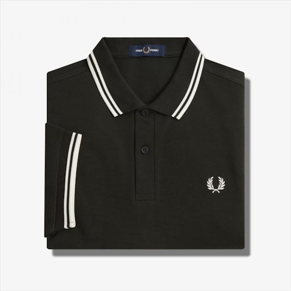 Fred Perry - Donkergroen-Witte Twin Tipped polo