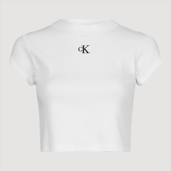 Calvin Klein Jeans - Witte Rib Logo T-shirt