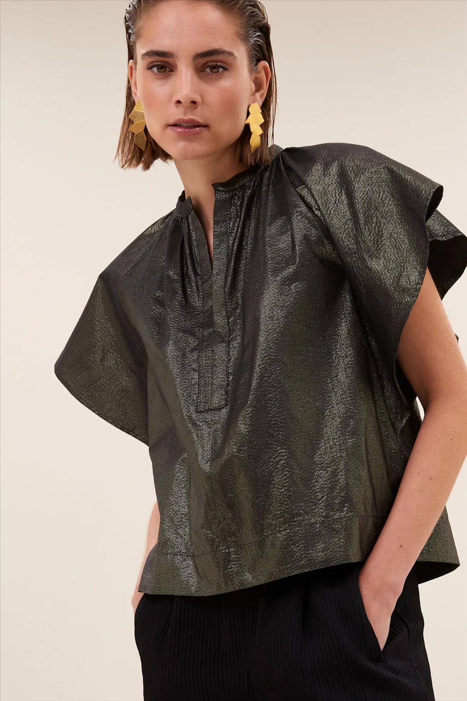 BY BAR - Gouden Vina Metallic blouse