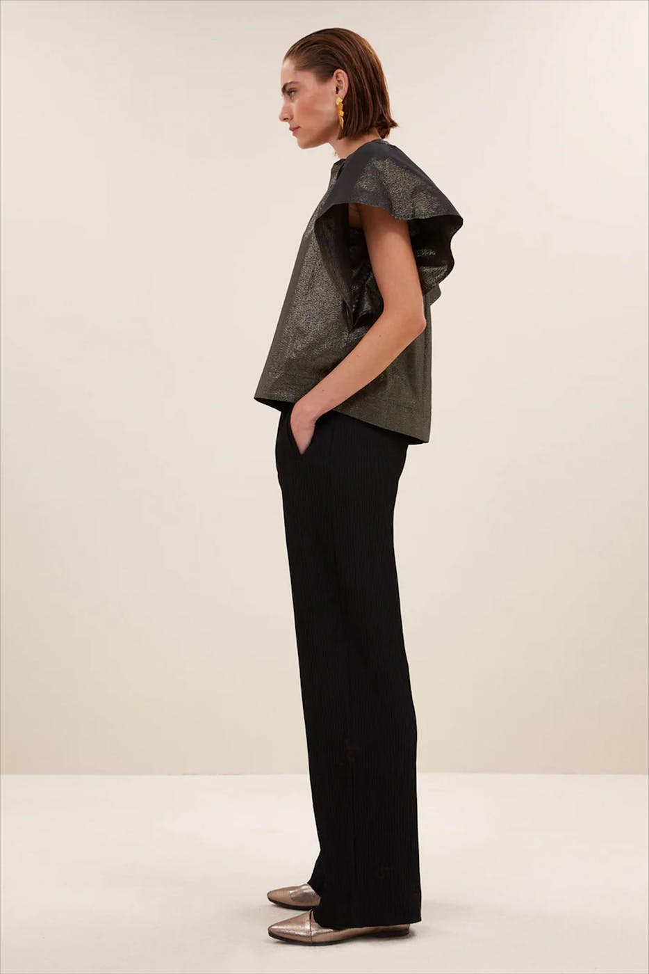 BY BAR - Gouden Vina Metallic blouse